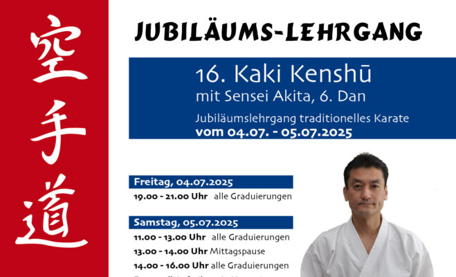 Großer Jubiläumslehrgang mit Sensei Akita, 6. DAN